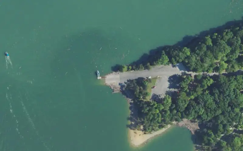 Aerial photo of the area around Cumberland Point Recreation Area, Wayne County