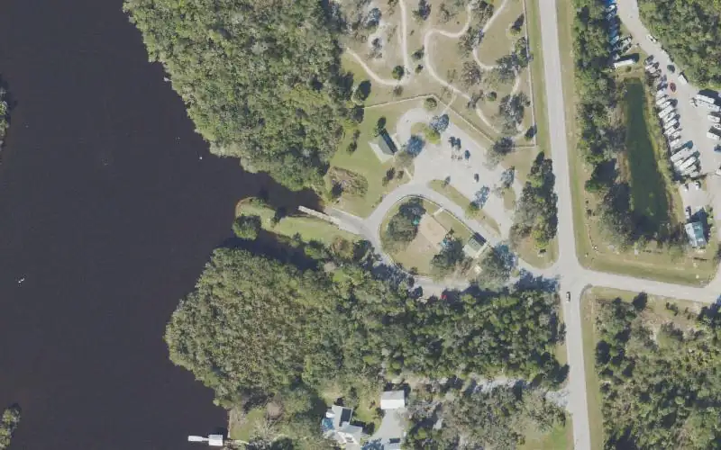 Aerial photo of the area around Dale Wimbrow Park, Indian River County