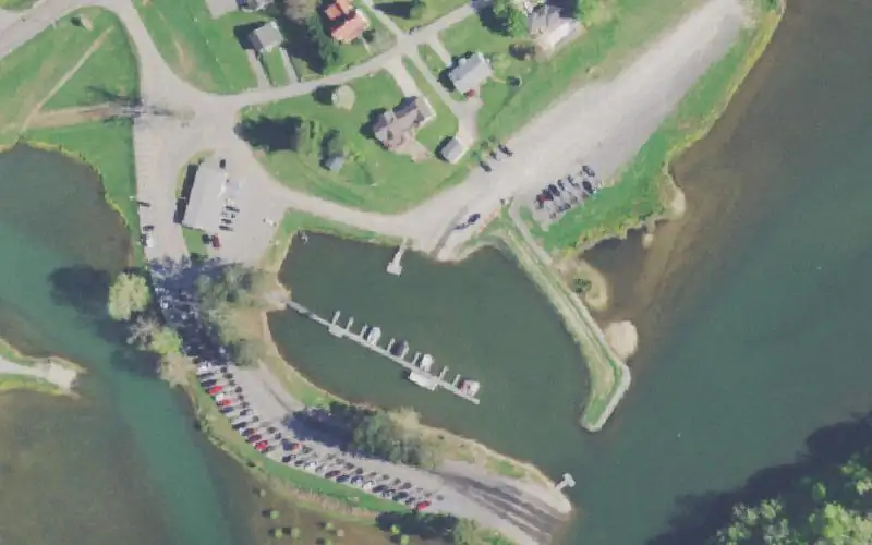 Aerial photo of the area around Dayton Boat Dock, Rhea County