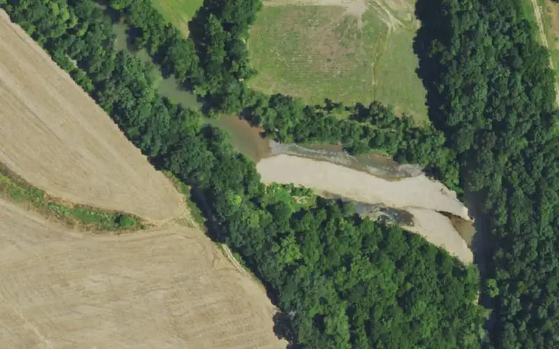 Aerial photo of the area around Deep Ford, Monroe County