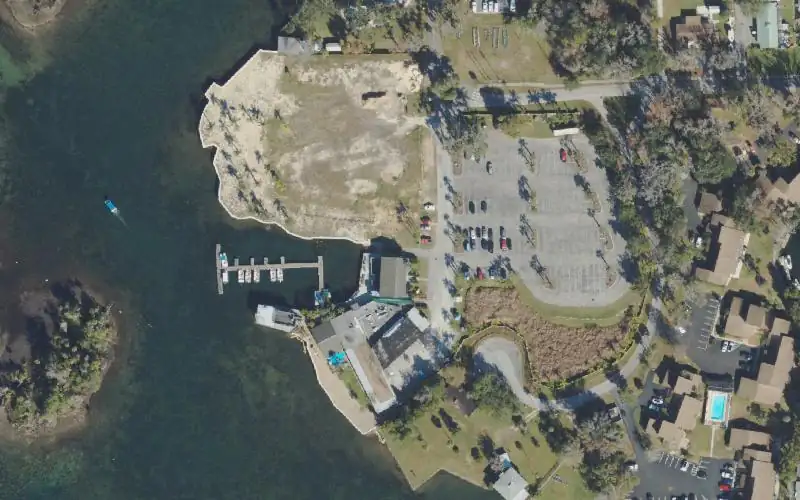 Aerial photo of the area around Dive Shop At The Port Hotel & Marina (Call ahead to be sure ramp and parking are available), Citrus County