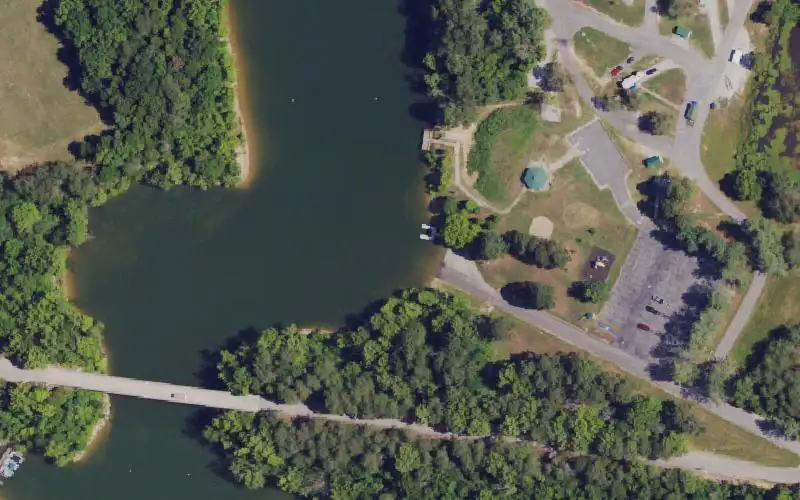 Aerial photo of the area around Dog Creek Ramp, Hart County