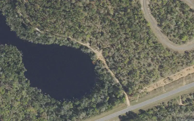 Aerial photo of the area around Double Pond Landing Canoe Launch, Washington County