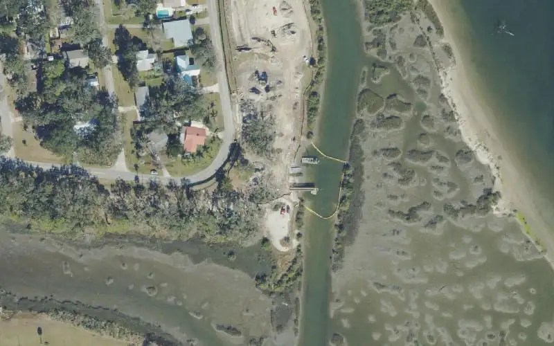 Aerial photo of the area around Douglas C. Crane Park, St. Johns County