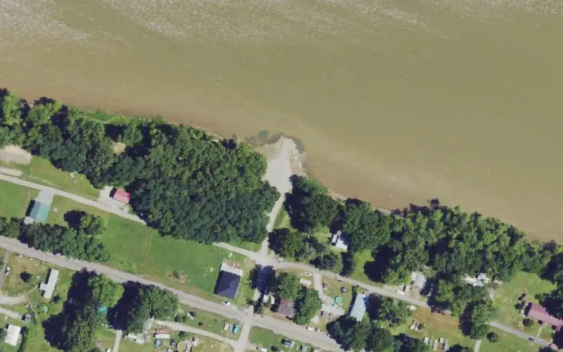 Aerial photo of the area around Dover Ramp, Mason County