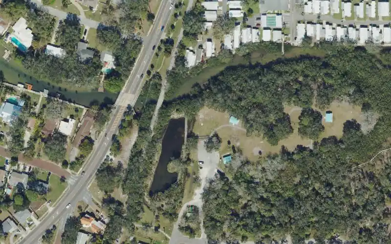 Aerial photo of the area around Dundedin Hammock Park Paddlecraft Access, Pinellas County
