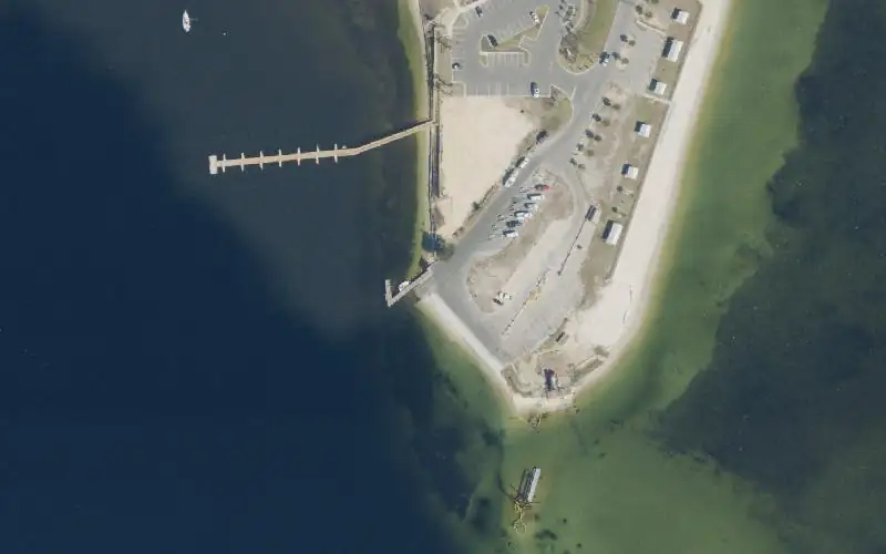 Aerial photo of the area around Earl Gilbert Park Public Boat Ramp, Bay County
