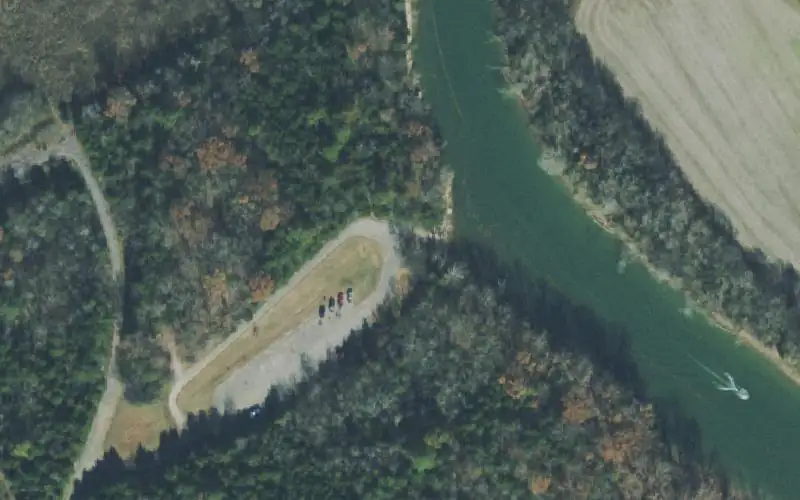 Aerial photo of the area around East Fork Boat Ramp, Rutherford County