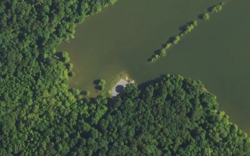 Aerial photo of the area around Eddyville Ferry Landing - LBL, Lyon County