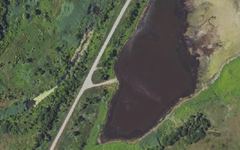 Aerial photo of the area around Egret Pond, Ohio County