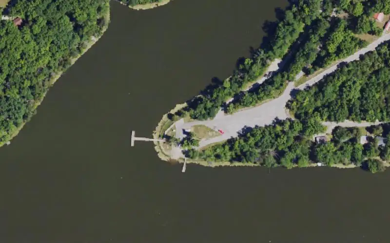 Aerial photo of the area around Elmer Davis Boat Ramp, Owen County