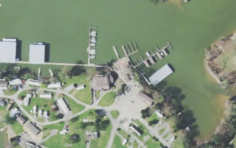 Aerial photo of the area around Euchee Marina, Meigs County