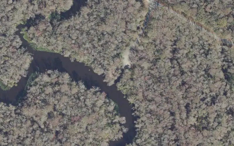 Aerial photo of the area around Eureka East Recreation Area - Boat Ramp, Marion County