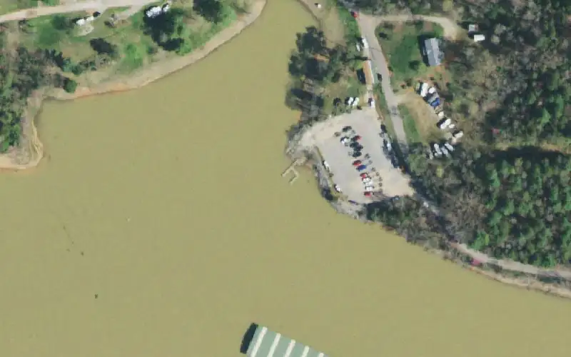 Aerial photo of the area around Fall Creek Boat Ramp, Hamblen County