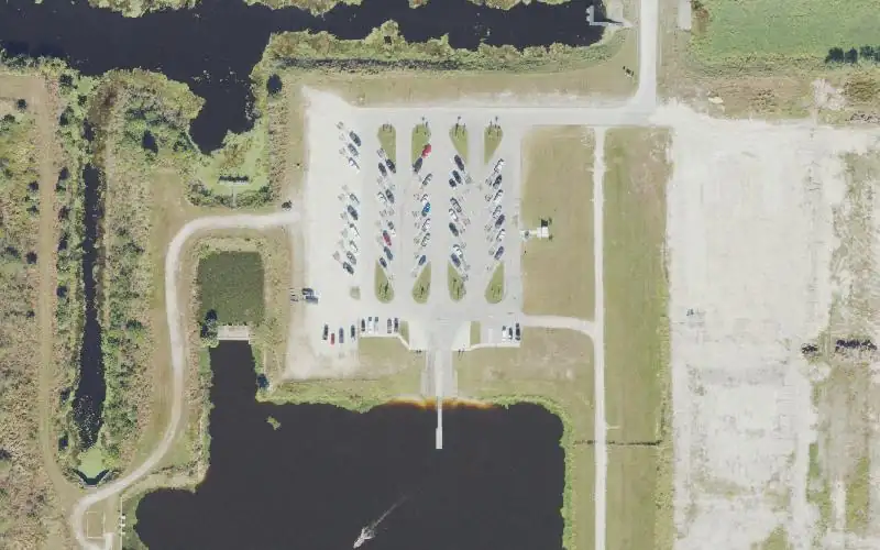 Aerial photo of the area around Fellsmere Headwaters Lake Boat Ramp, Indian River County