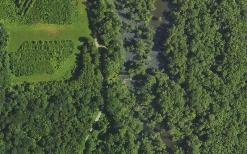 Aerial photo of the area around Fish Lake Drain, Ballard County