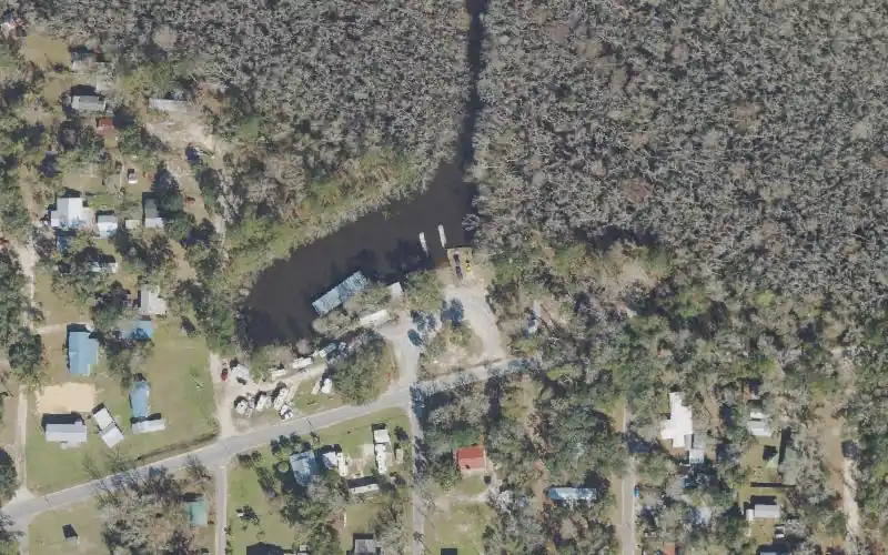 Aerial photo of the area around Fisherman's Landing RV Park, Gulf County