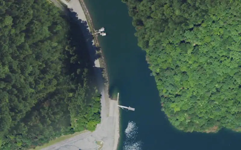 Aerial photo of the area around Fishtrap Dam Ramp, Pike County