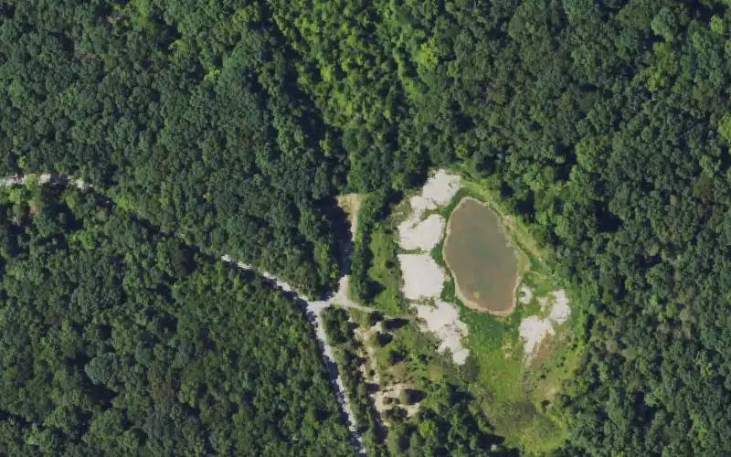 Aerial photo of the area around Fleming County WMA Fishing Access, Fleming County