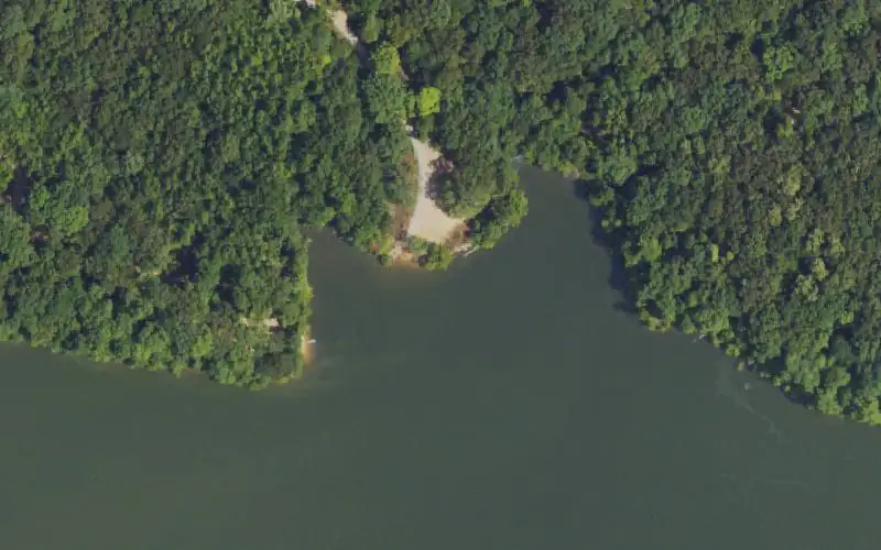 Aerial photo of the area around Ford Bay Boat Ramp, Trigg County