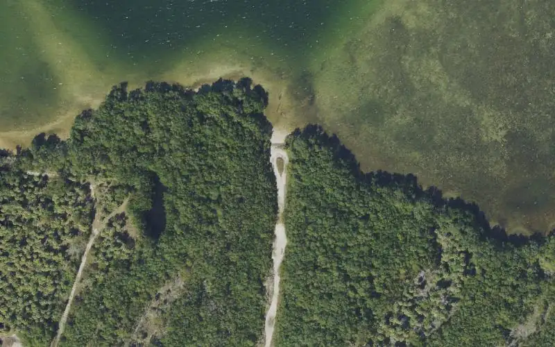 Aerial photo of the area around Fort DeSoto Park - Mullet Key Bayou - Paddlecraft Launch, Pinellas County