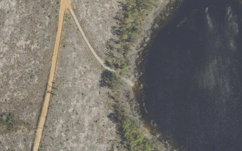 Aerial photo of the area around Fox Pond Canoe Access, Washington County