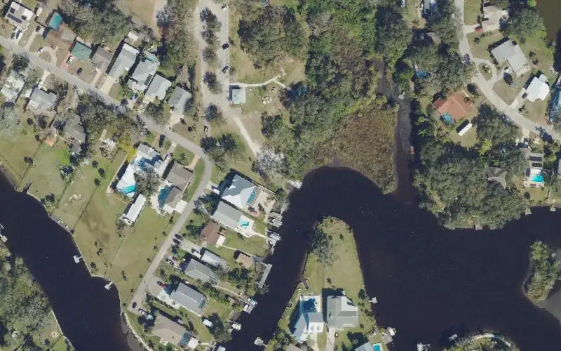 Aerial photo of the area around Frances Avenue Park - Kayak Launch Dock, Pasco County