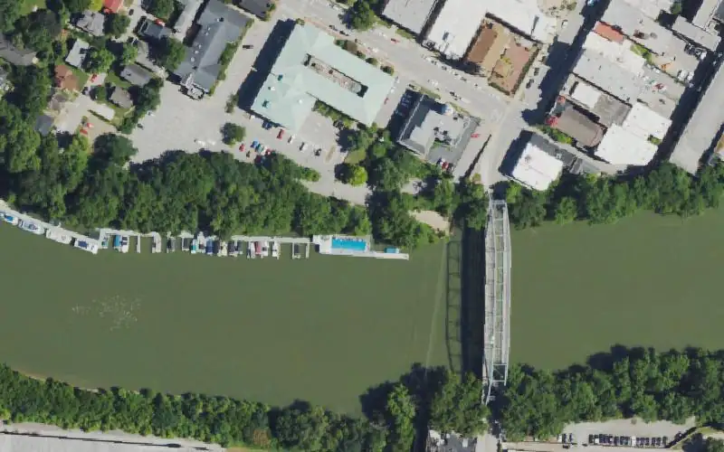 Aerial photo of the area around Frankfort Boat Dock Ramp, Franklin County