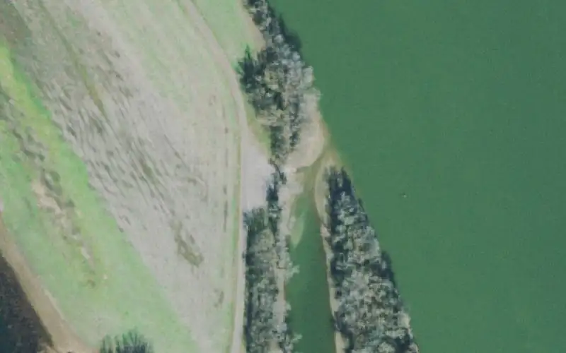 Aerial photo of the area around Fron Bridge Ramp, Stewart County