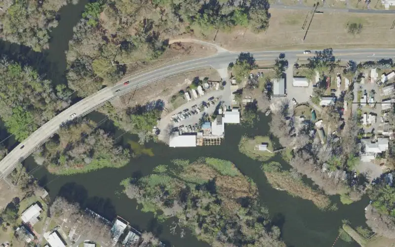 Aerial photo of the area around Gator Bay Marina, Lake County