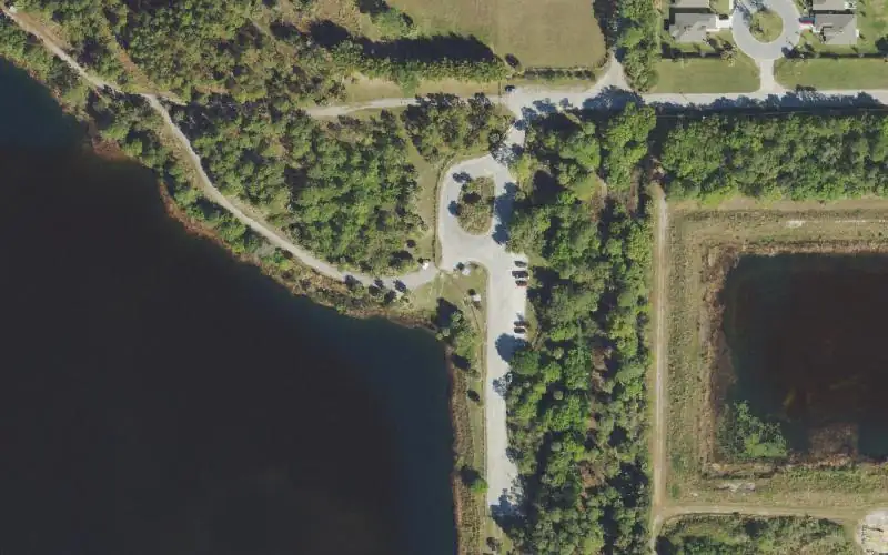 Aerial photo of the area around George Lestrange Preserve Canoe Launch, St. Lucie County