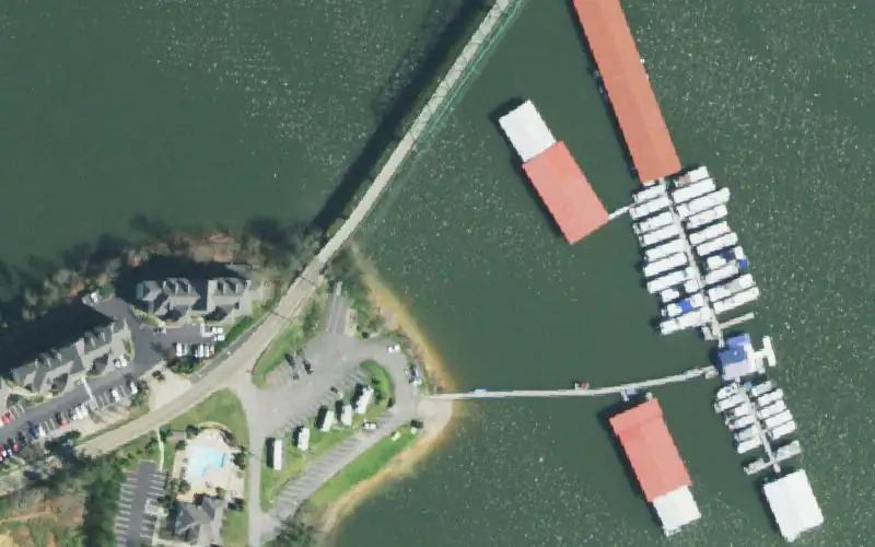 Aerial photo of the area around German Creek Resort, Grainger County