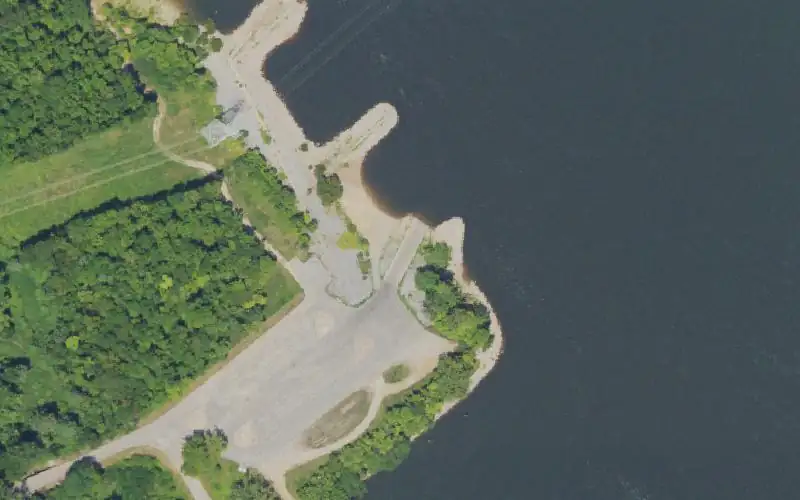 Aerial photo of the area around Gilbertsville Ramp, Marshall County