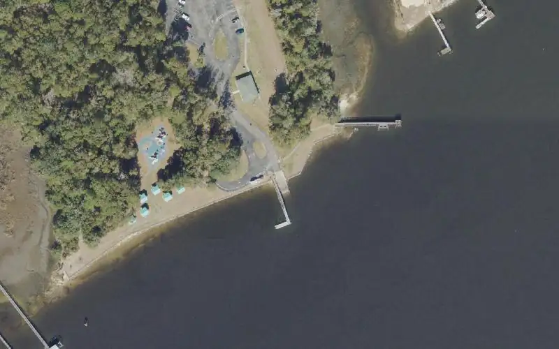 Aerial photo of the area around Goffinsville Nassau River Park and Boat Ramp, Nassau County