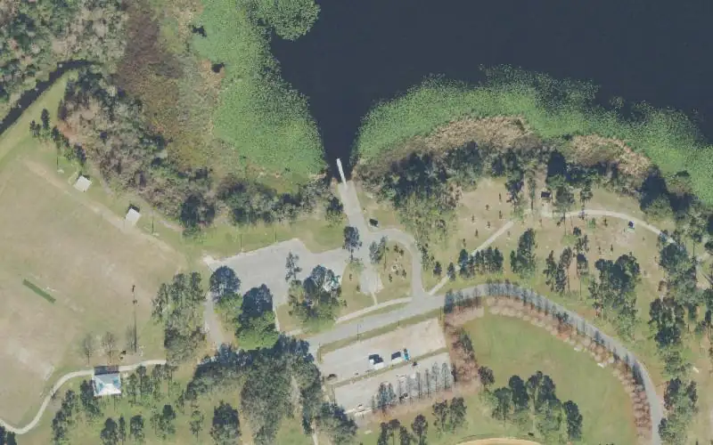 Aerial photo of the area around Gordon Barnett Park Boat Ramp, Orange County