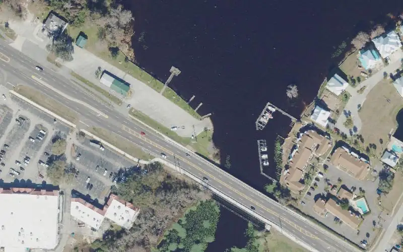 Aerial photo of the area around Governor's Creek Public Boat Ramp, Clay County