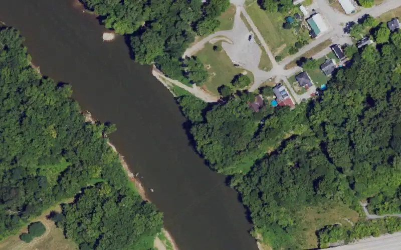 Aerial photo of the area around Gratz City Ramp, Owen County