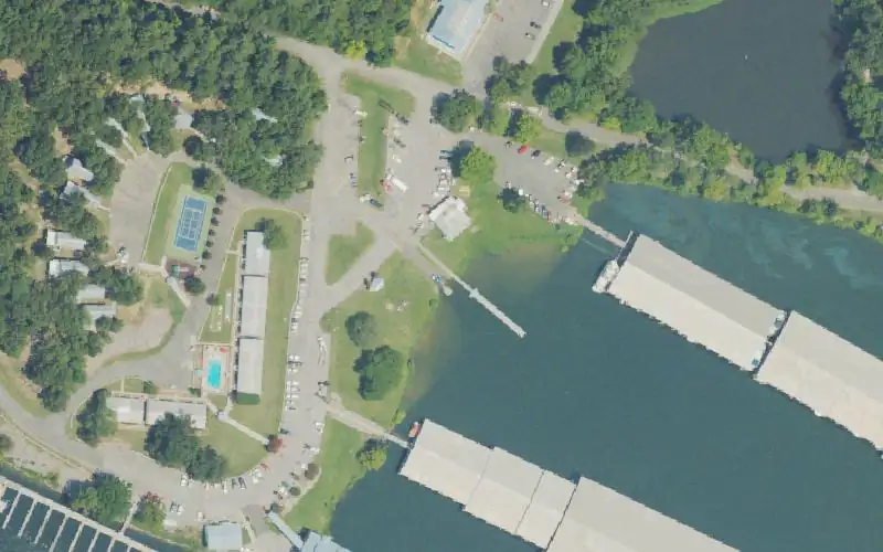 Aerial photo of the area around Green Turtle Bay Resort, Livingston County