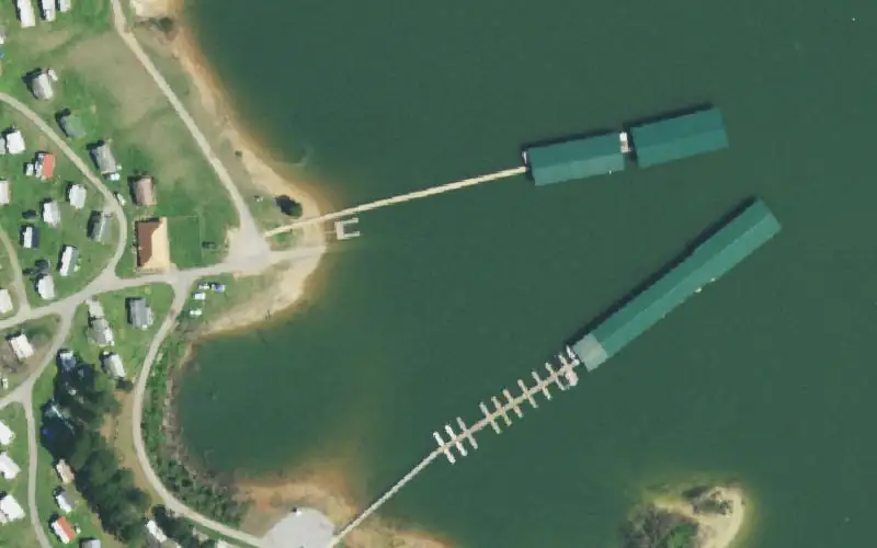 Aerial photo of the area around Greenlee Campground, Grainger County
