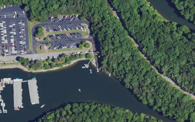 Aerial photo of the area around Grove Marina and Ramp, Whitley County