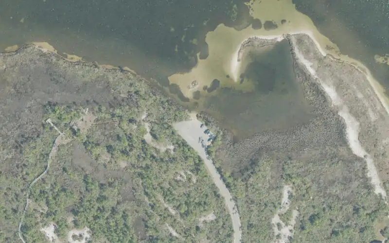 Aerial photo of the area around Gulf Islands National Seashore - Perdido Key - Johnson Beach (Very Small Boats Only), Escambia County