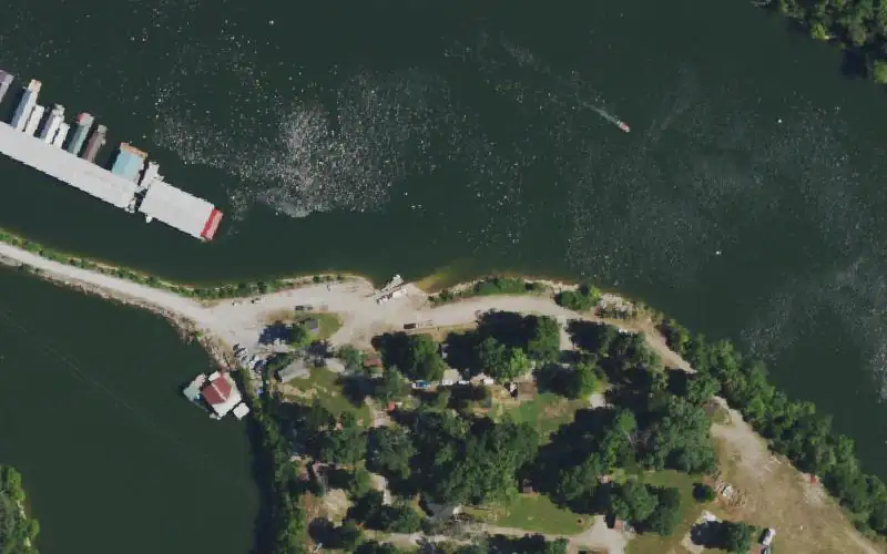 Aerial photo of the area around Gwinn Island, Boyle County