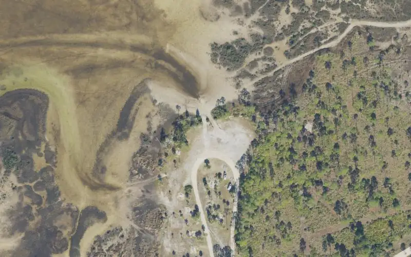 Aerial photo of the area around Hagen's Cove Primitive Airboat Ramp - Big Bend Wildlife Management Area, Taylor County