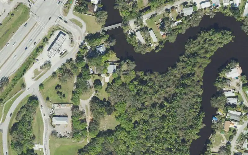 Aerial photo of the area around Halpatiokee Regional Park - River Kayak Launch, Martin County