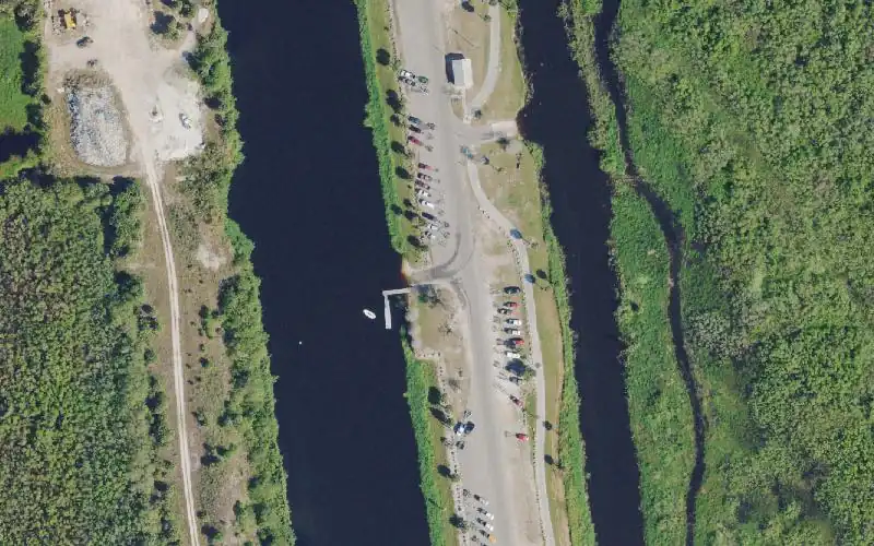 Aerial photo of the area around Harney Pond Canal - Margaret Van de Velde Park - Central Canal Side Boat Ramp, Glades County