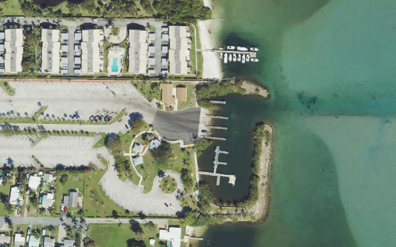 Aerial photo of the area around Harvey E. Oyer Park Boat Ramp, Palm Beach County