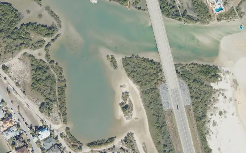 Aerial photo of the area around Helen Mellon Schmidt Park Paddlecraft Access #3, St. Johns County