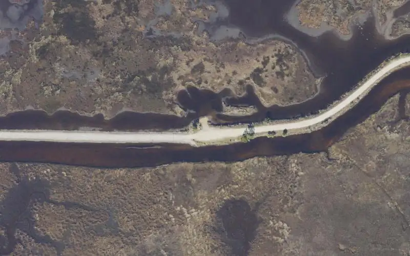 Aerial photo of the area around Hickory Mound Inside Primitive Boat Launch (No Gas Motors Sept - Mar), Taylor County