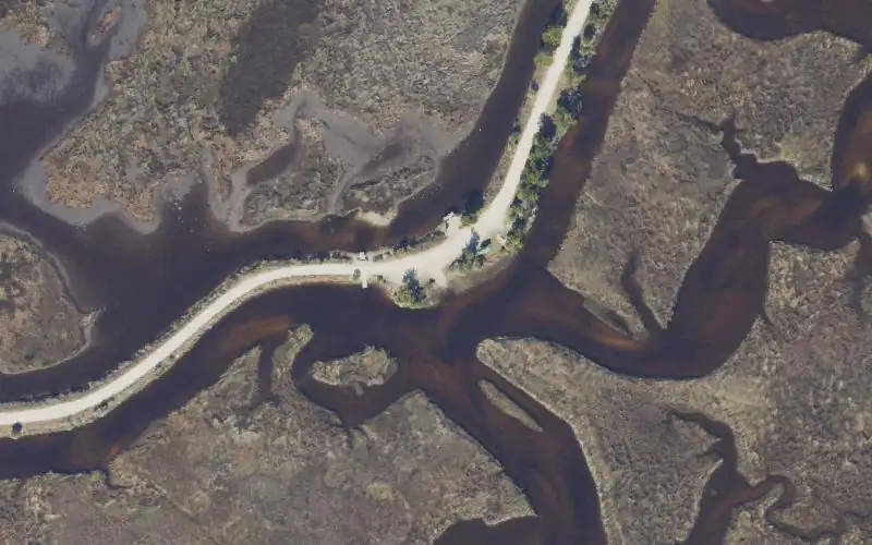 Aerial photo of the area around Hickory Mound Outside East Primitive Boat Launch (Small Boats Only), Taylor County