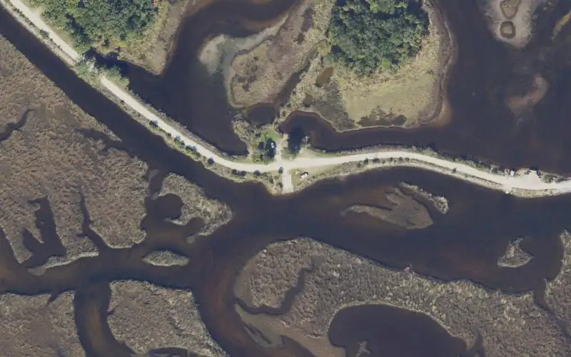 Aerial photo of the area around Hickory Mound Outside West Primitive Boat Launch (Small Boats Only), Taylor County